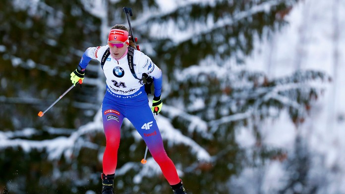Biatlonistka Kaisa Mäkäräinenová v šprinte v Ruhpoldingu.