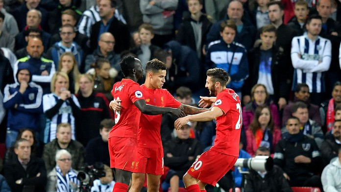 Radosť hráčov Liverpoolu po góle.