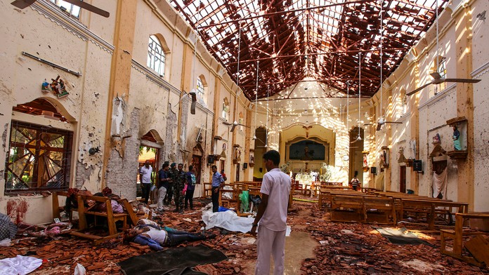 Obete útoku na kostol v Negombe na Srí Lanke.