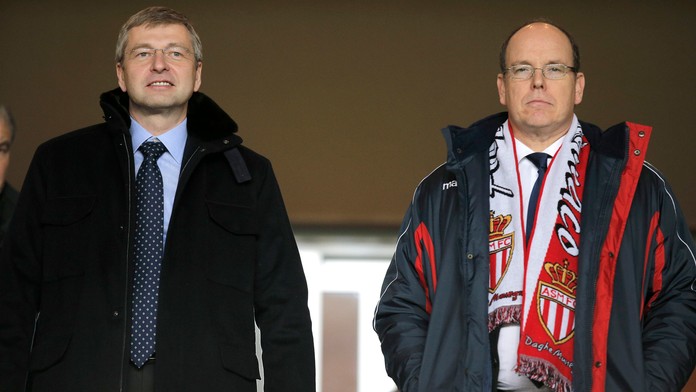 Majiteľ futbalového klubu AS Monaco Dmitrij Rybolovlev a monacký princ Albert II.
