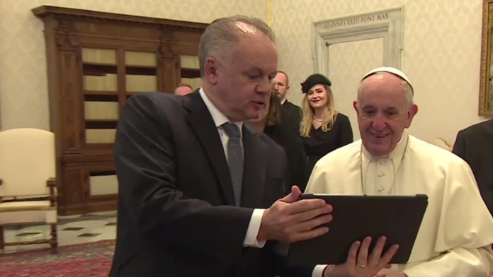 Kiska s pápežom.