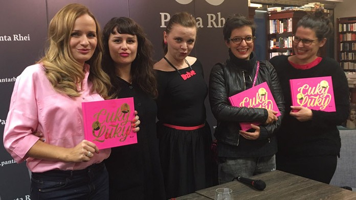 Zuzana Šebová a Petra Polnišová na krste knihy Cuky a Luky
