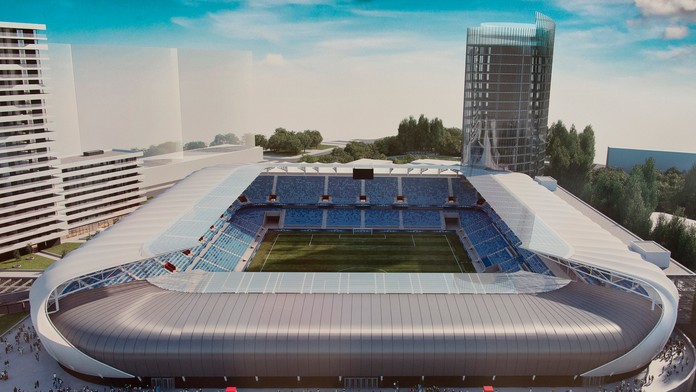 Na snímke vizuál Národného futbalového štadiónu v priestore bývalého štadióna Tehelné pole.