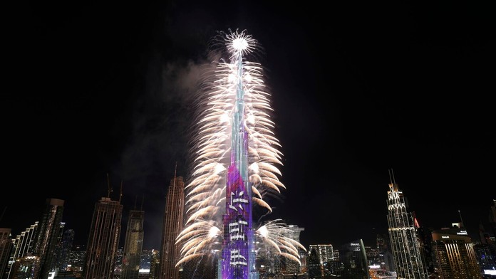 Ohňostroj na Burdž chalífe.