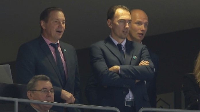 Peter Bondra, Miroslav Šatan a Martin Štrbák na Svetovom pohári v Toronte.