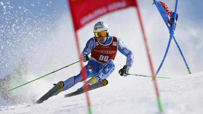 Adam Žampa počas obrovského slalomu SP v Kranjskej Gore. 
