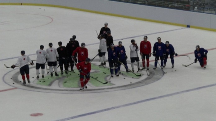 Tréning našich hokejistov v Ostrave.