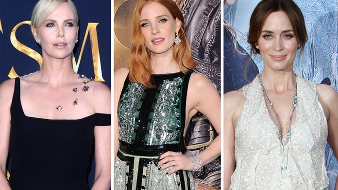 Charlize Theron, Jessica Chastain a Emily Blunt.