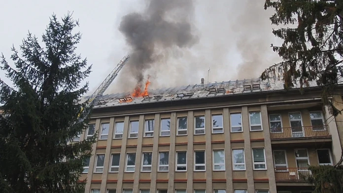 Požiar v nemocnici.