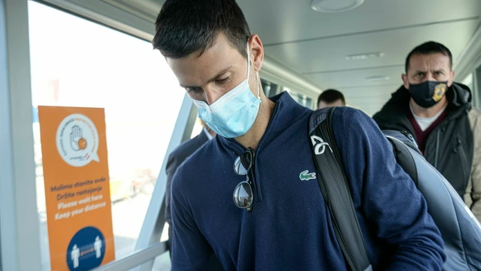 Novak Djokovič po návrate do Srbska.