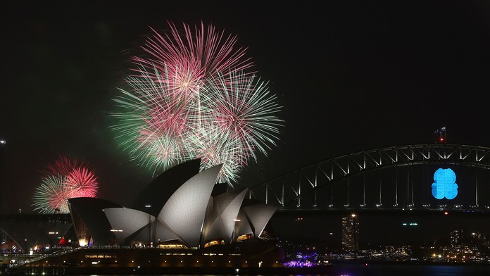 Silvestrovský ohňostroj 2015 Sydney.