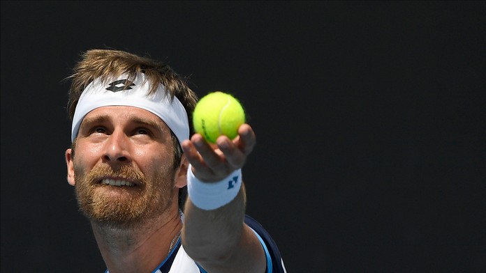 Tenista Prajneš Gunešvaran v 1. kole na Australian Open 2020.