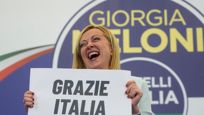 Giorgia Meloniová, líderka krajne pravicovej strany Bratia Talianska.