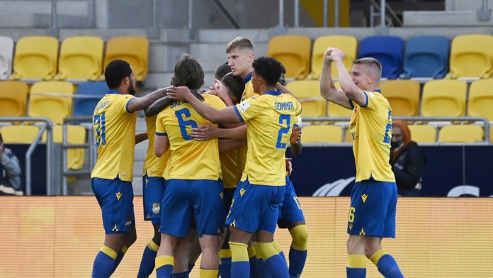 Na archívnej snímke radosť hráčov Dunajskej Stredy.