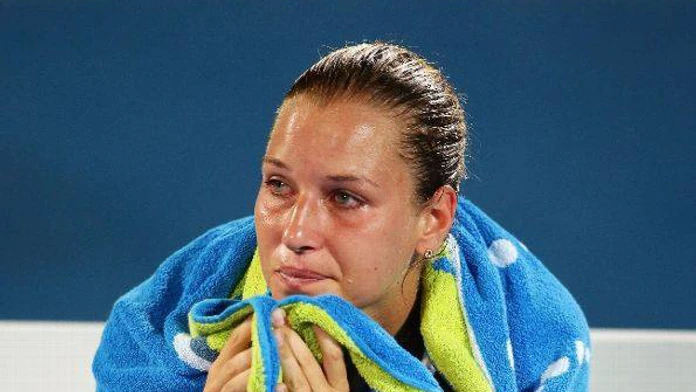 Dominika Cibulková po prehre s Angelique Kerberovou, ktorá jej uštedrila kanára. 