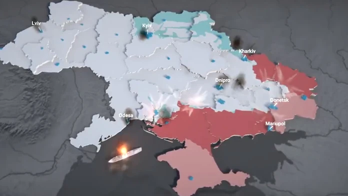 VIDEO: Ruská invázia v 90 sekundách. Animácia ukazuje, ktoré územia obsadili Rusi a ktoré stále kontrolujú Ukrajinci