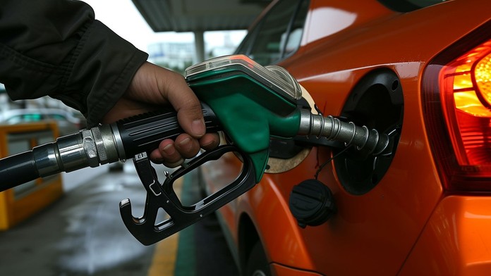 Muž tankuje benzín na pumpe 