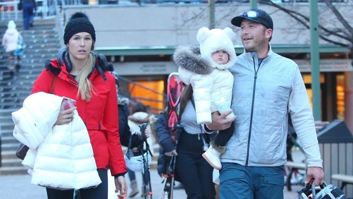 Bode Miller s manželkou a dcérkou.