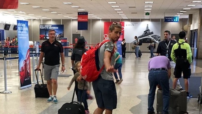 Peter Sagan pred odletom z Utahu.