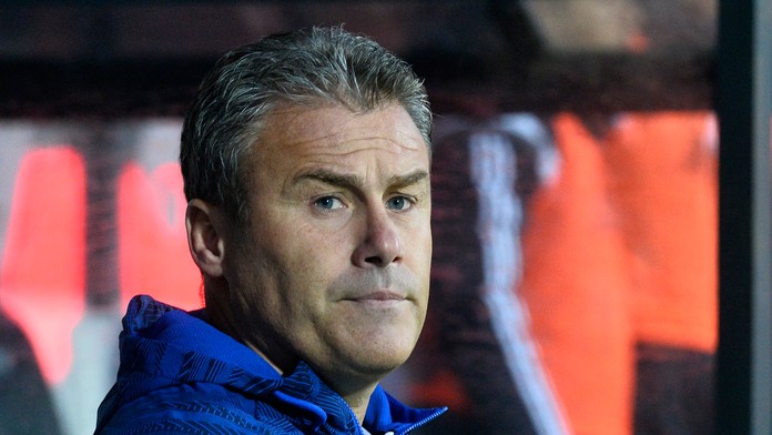 Tréner slovenskej futbalovej reprezentácie do 21 rokov Pavel Hapal počas duelu s Bieloruskom.