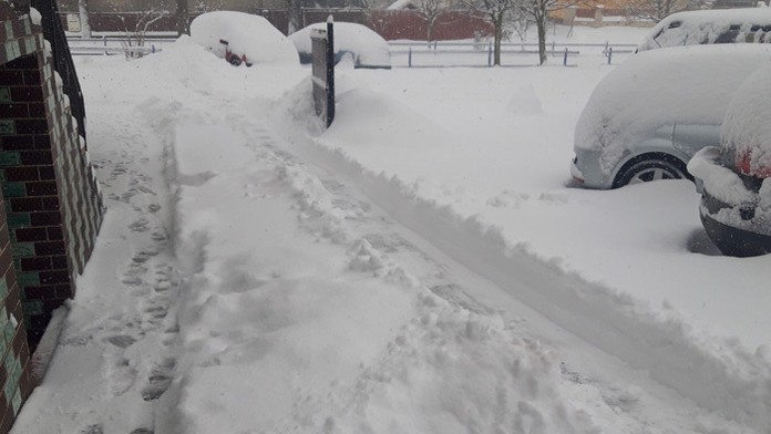 Zasnežená obec Kyjov, okres Stará Ľubovňa, od čitateľa Lukáša Vyšňovského.