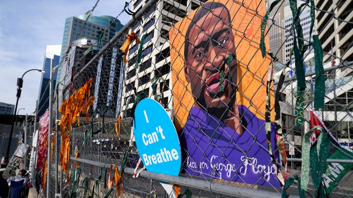 George Floyd znázornený na maľbe