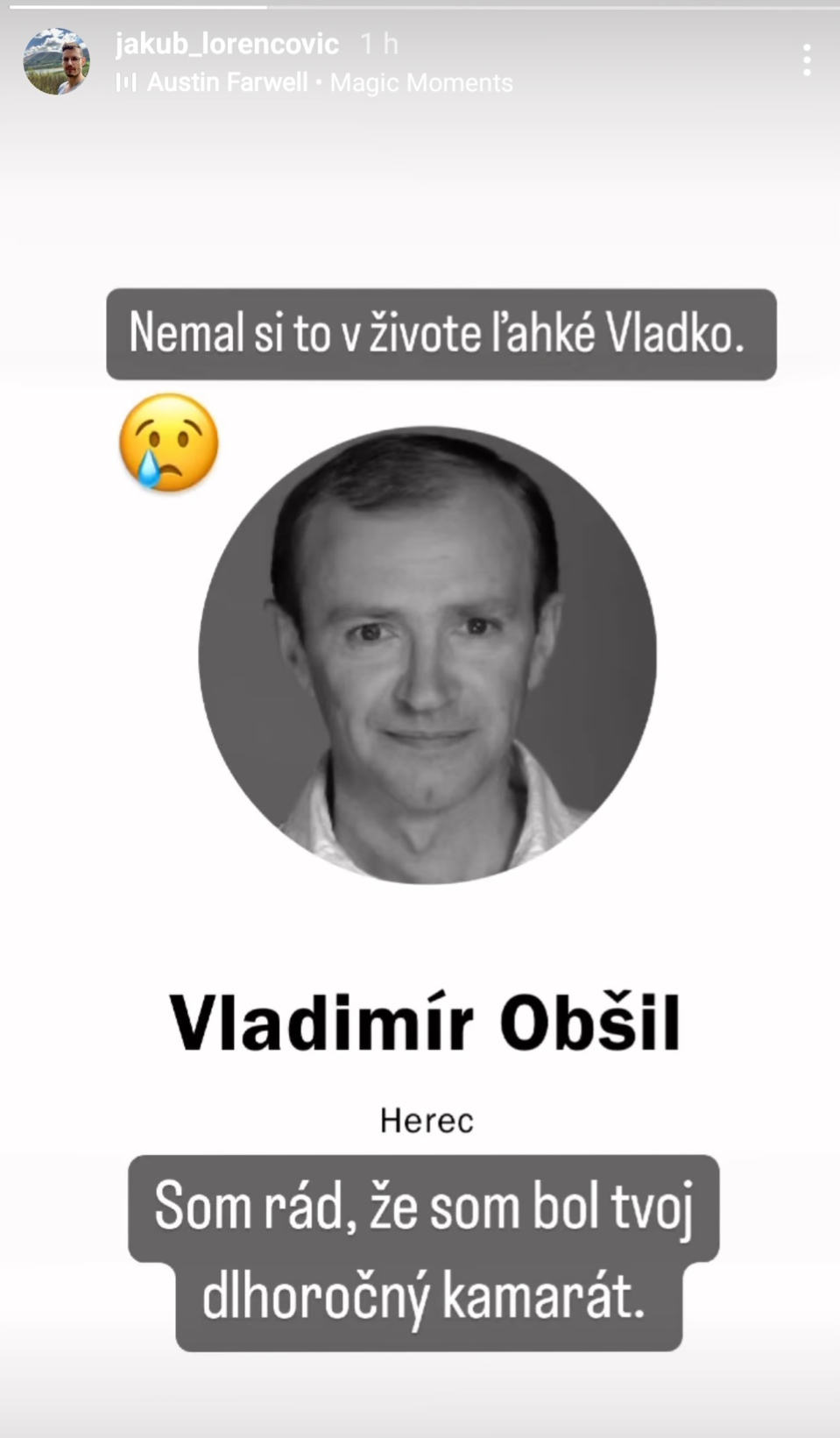 Na Vladimíra Obšila si zaspomínal aj Jakub Lorencovič