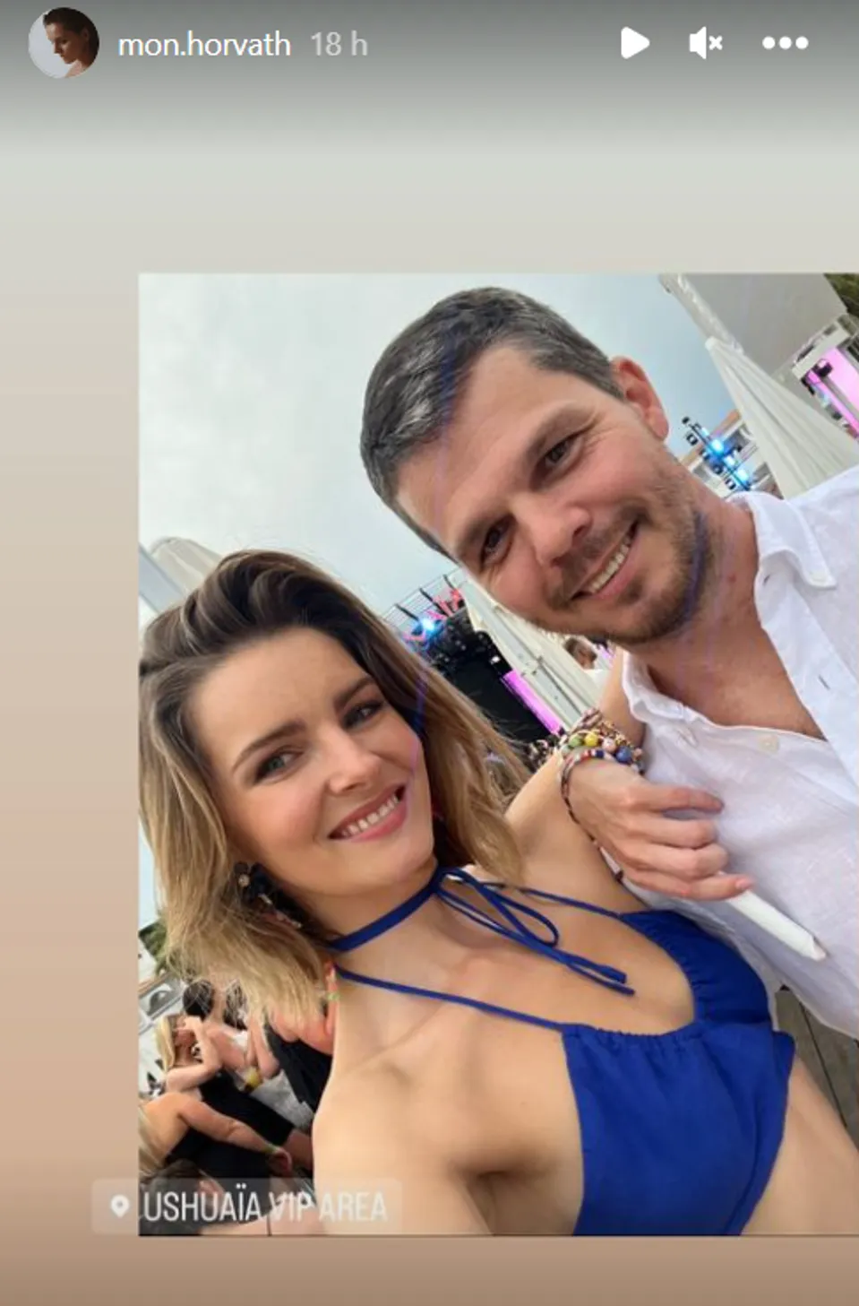 Monika Horváthová s partnerom v klube Ushuaia na Ibize.