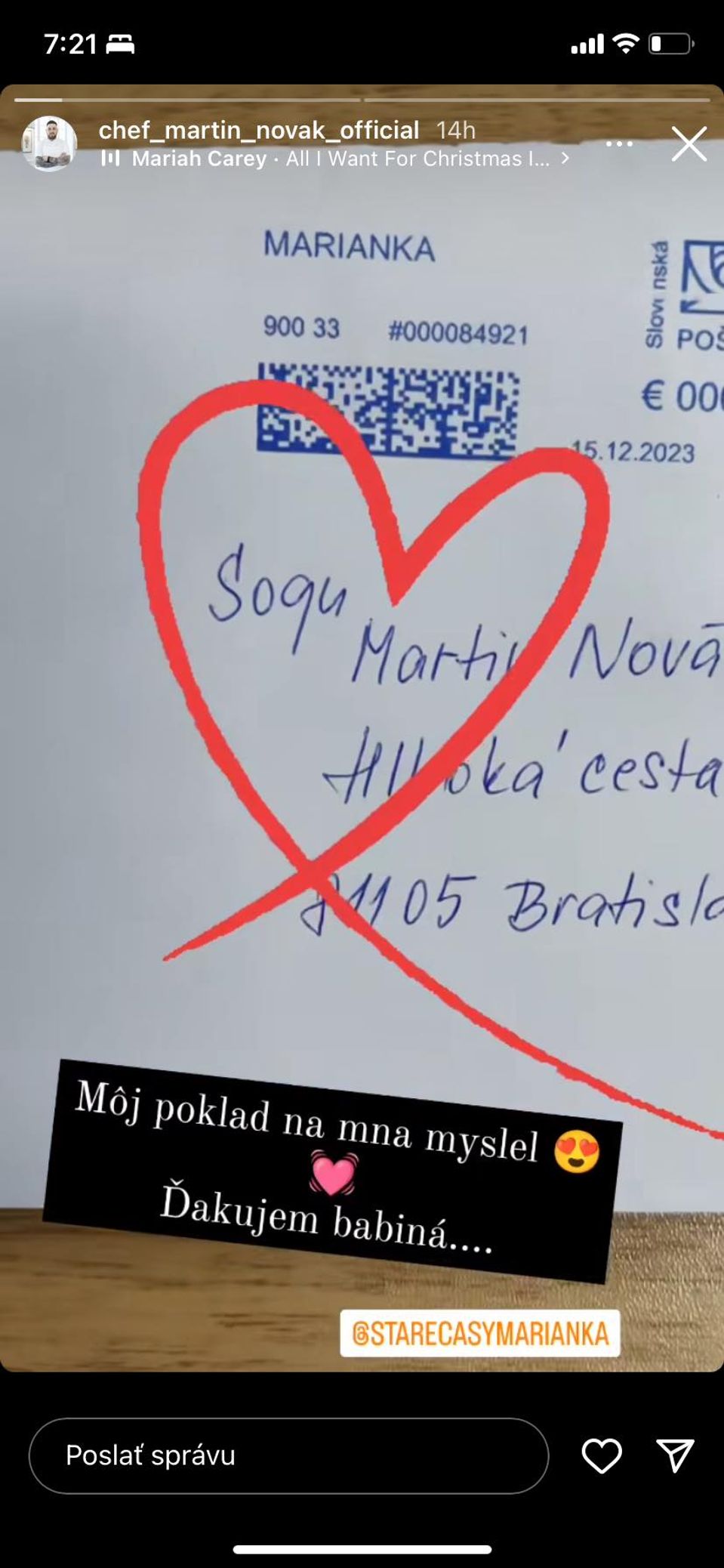 Babička Majka poslala Martinovi darček