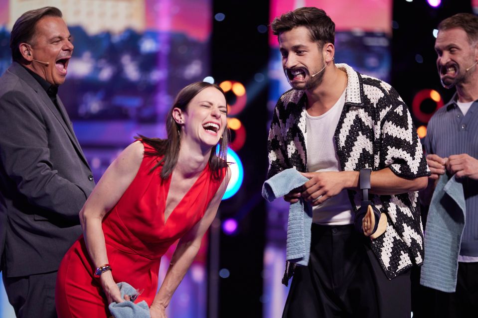 Dano Dangl, Anna Jakab Rakovská, Jakub Jablonský a Tomáš Maštalír v šou Možné je všetko!