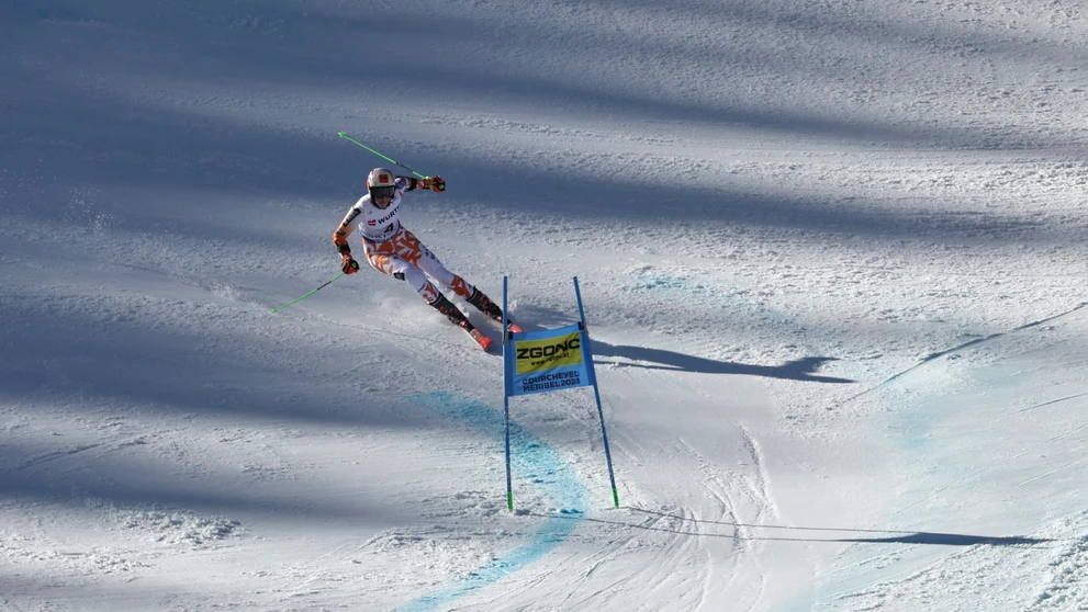 Petra Vlhová počas 2. kola obrovského slalomu.