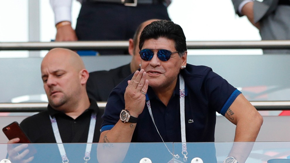 Diego Maradona na osemfinálovom dueli MS Francúzsko vs. Argentína.