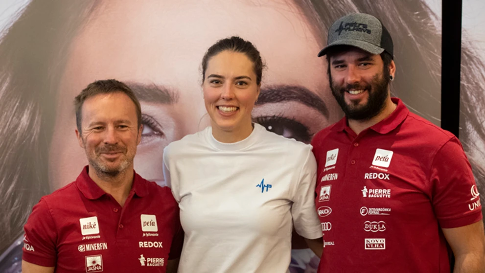 Asistent hlavného trénera Matej Gemza, Petra Vlhová a brat Boris.
