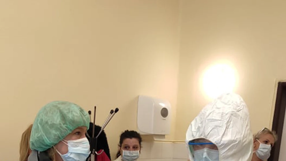 Nácvik prijatia pacientky na gynekológii v levickej nemocnici.