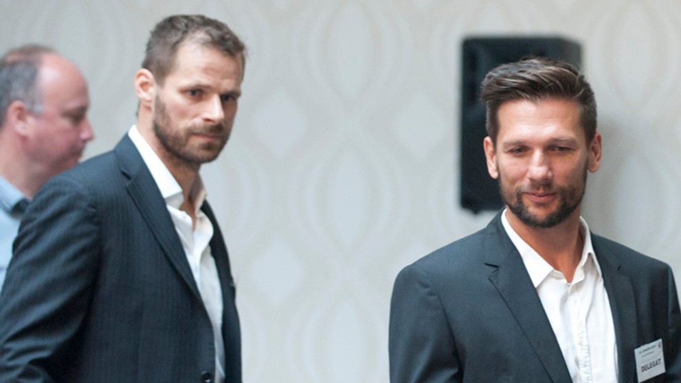 Zakladajúci členovia extraligového klubu HC'05 iClinic Banská Bystrica Michal Handzuš a Richard Zedník.