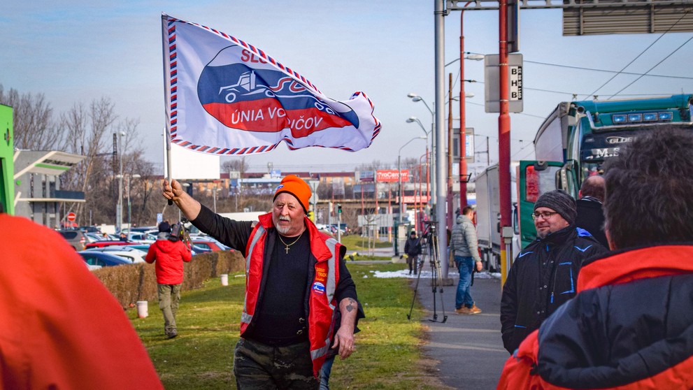 Protest kamionistov.