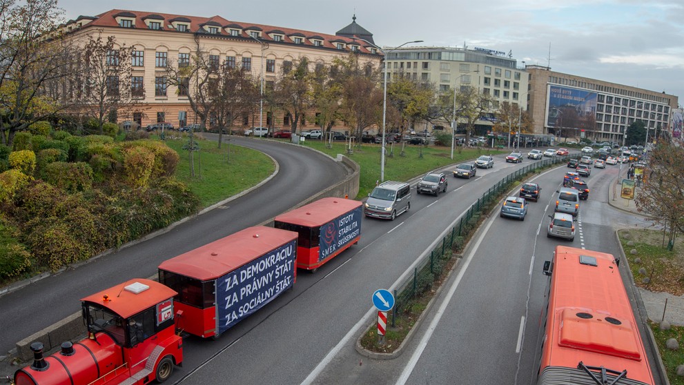 Autoprotest strany Smer-SD v Bratislave