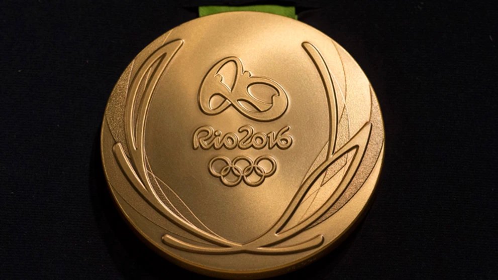  Na snímke líc zlatej olympijskej medaily.