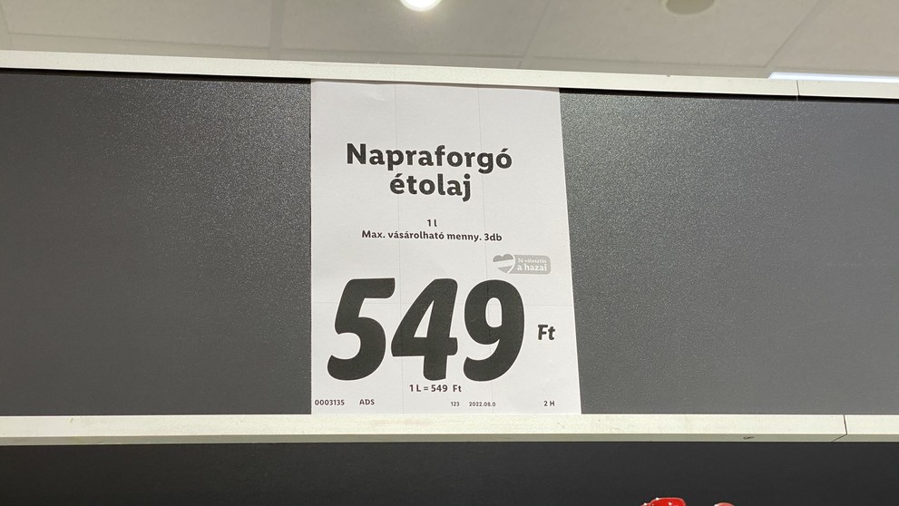 Cena za jeden liter oleja (cca 1,5 eura), obmedzenie na tri fľaše