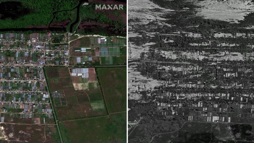 Zaplavená dedina Korsunka.