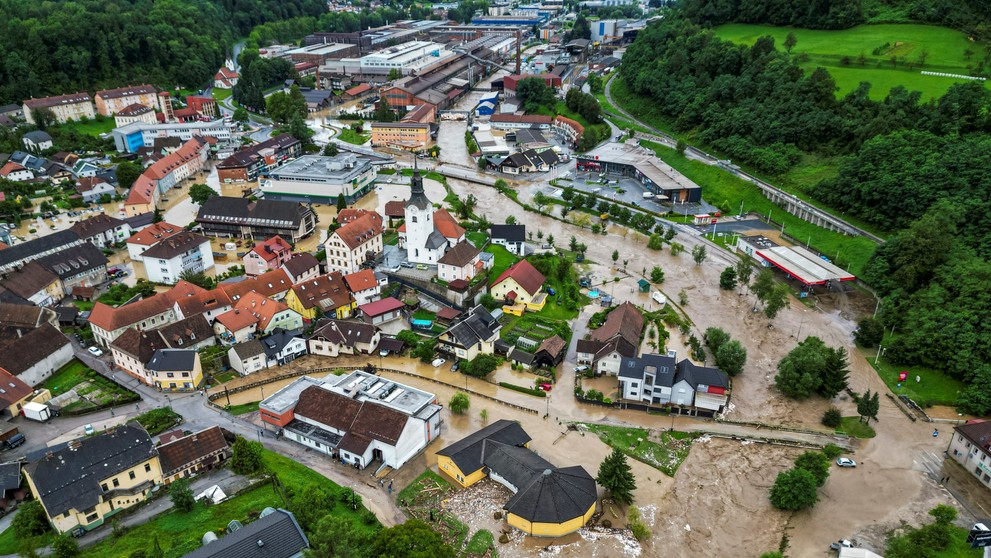 Záplavy v Slovinsku.