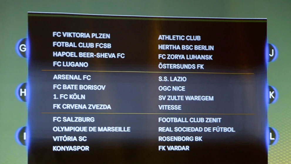 Žreb EL UEFA - skupiny G až L.