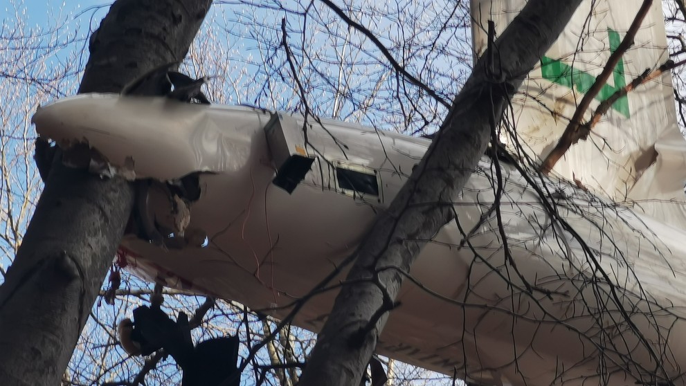 Havarovaný vetroň.