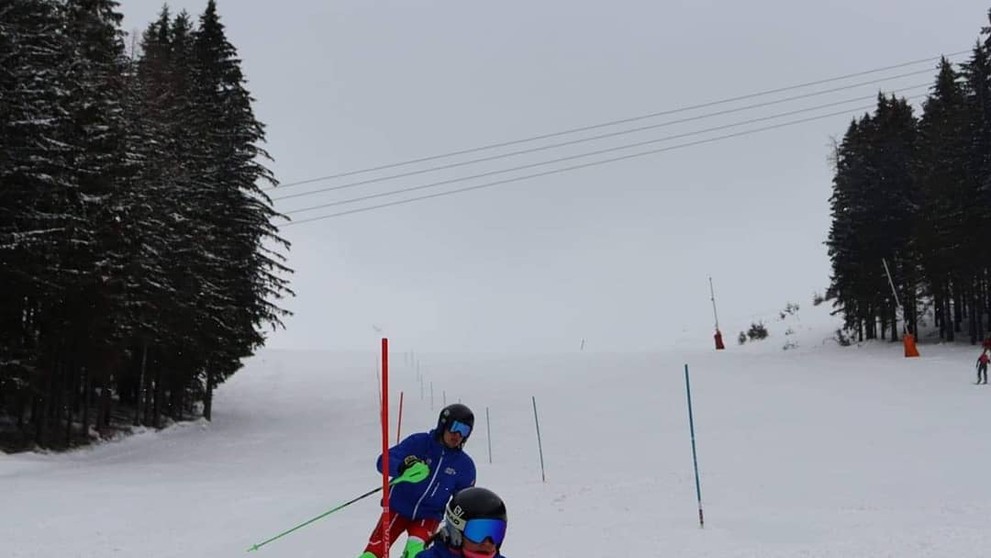 Monika s Alexom počas tréningu.