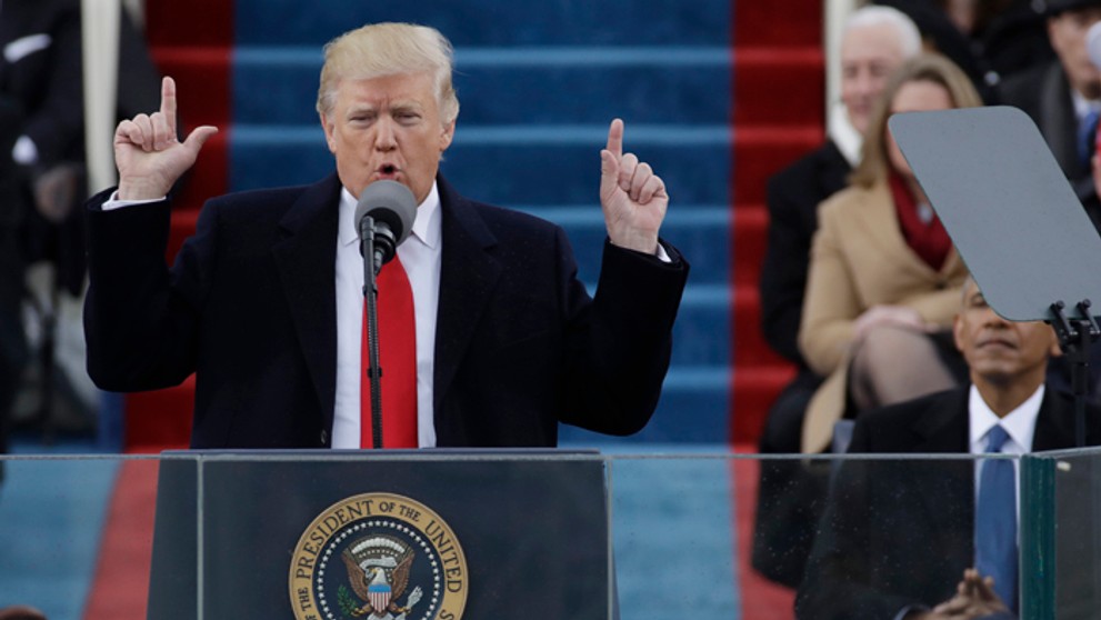 Donald Trump počas prvého prezidentského prejavu.