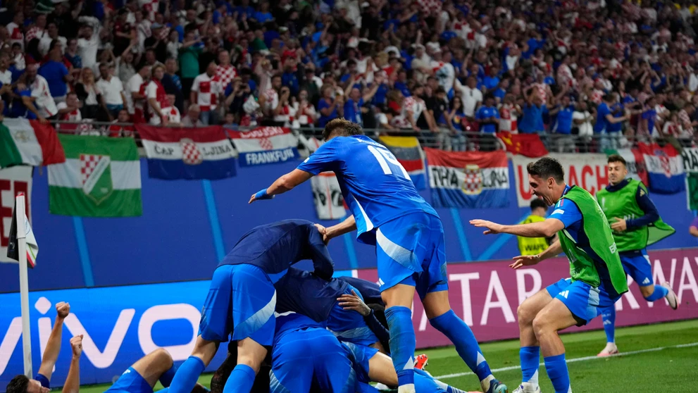 Talianska radosť po góle proti Chorvátsku na ME 2024.