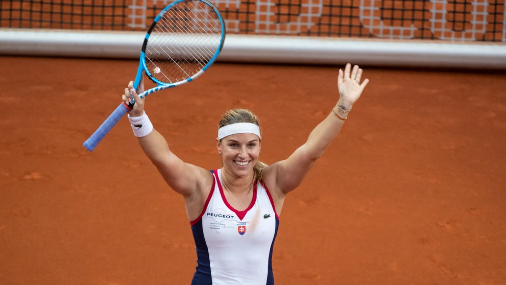 Tenistka Dominika Cibulková oslavuje triumf vo svojom poslednom zápase za reprezentáciu.