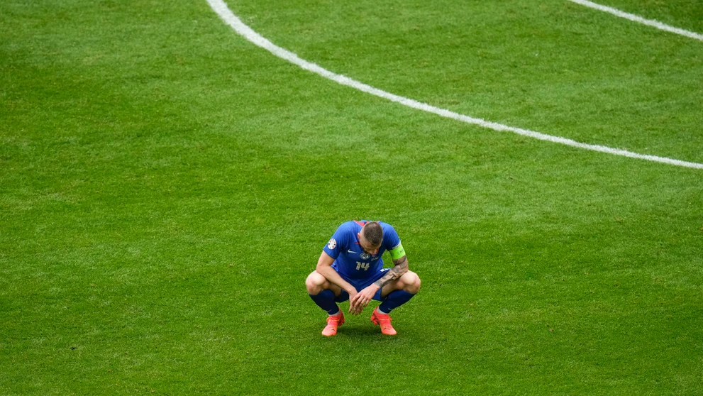 Milan Škriniar v zápase s Ukrajinou