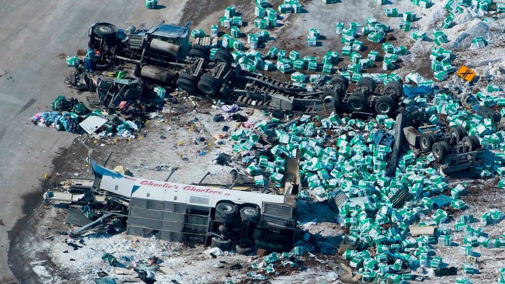 Autobus, v ktorom zahynuli mladí hokejisti
