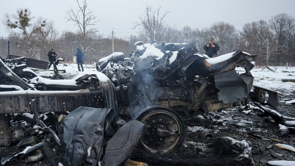 Zničené ruské vozidlá v Charkove